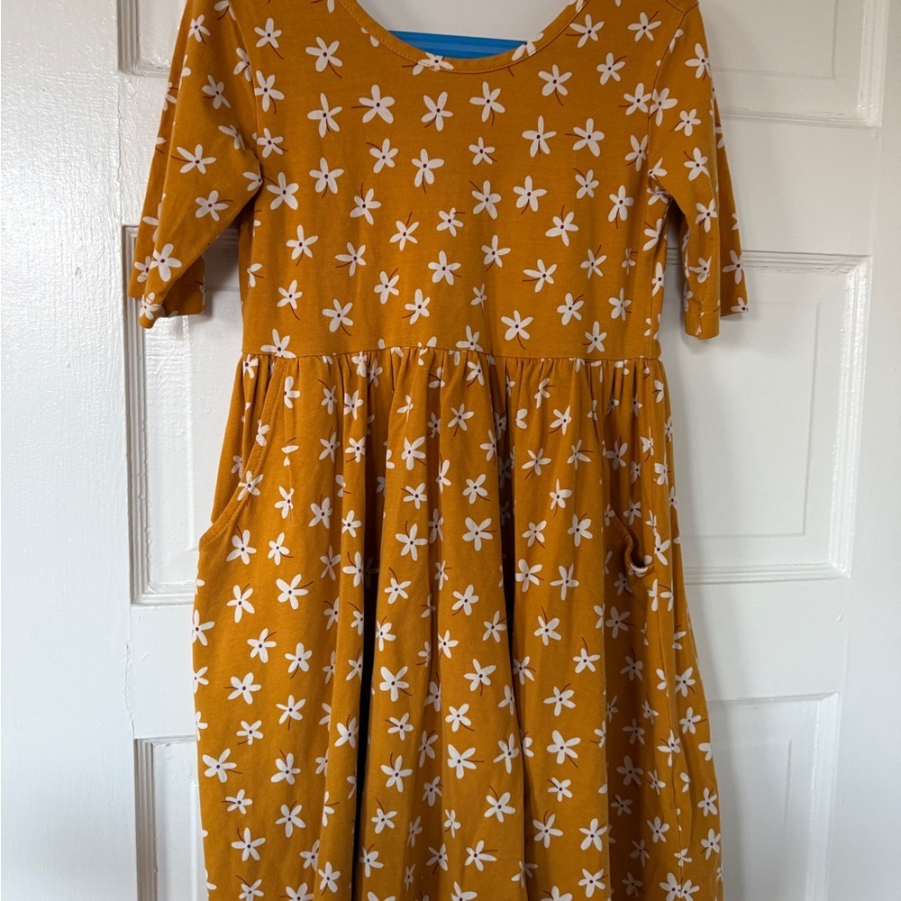 Hanna Andersson Floral Mustard Kids Dress - Picture 1 of 2